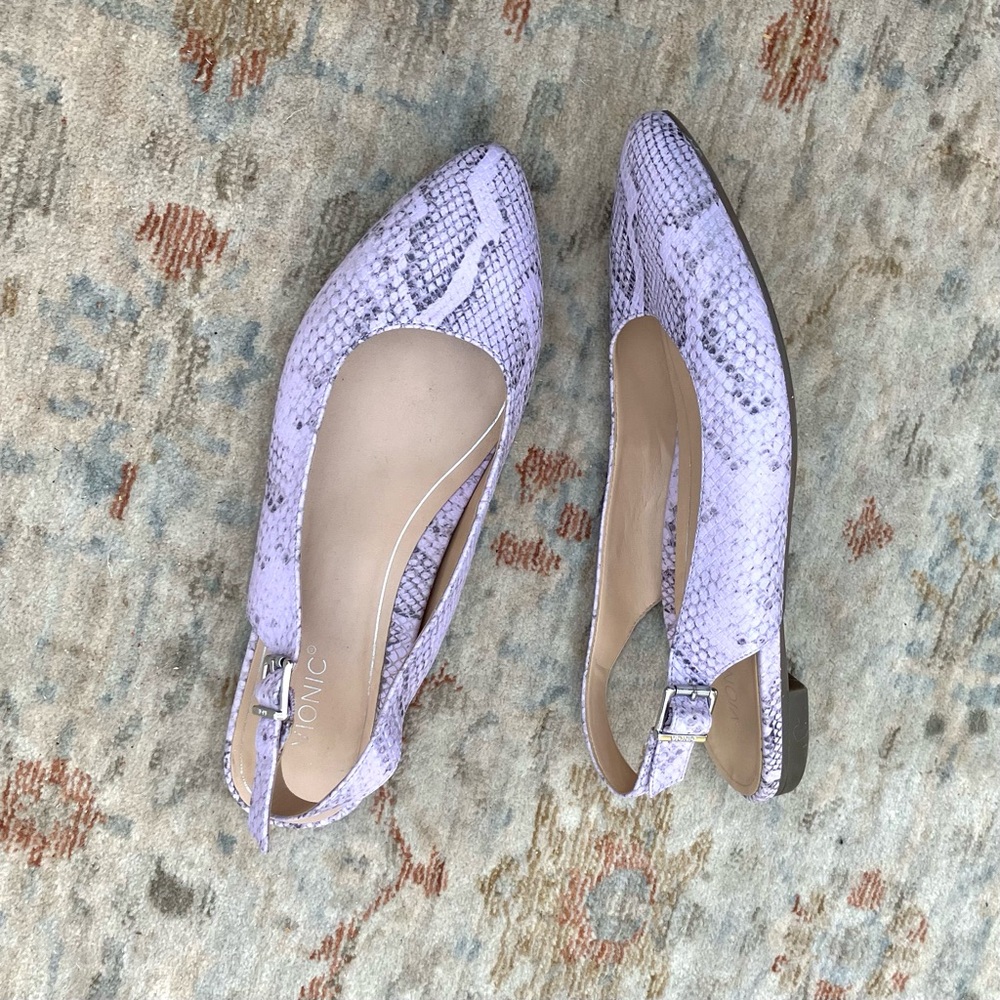 Vionic Purple Snakeskin Flats - Picture 2 of 8